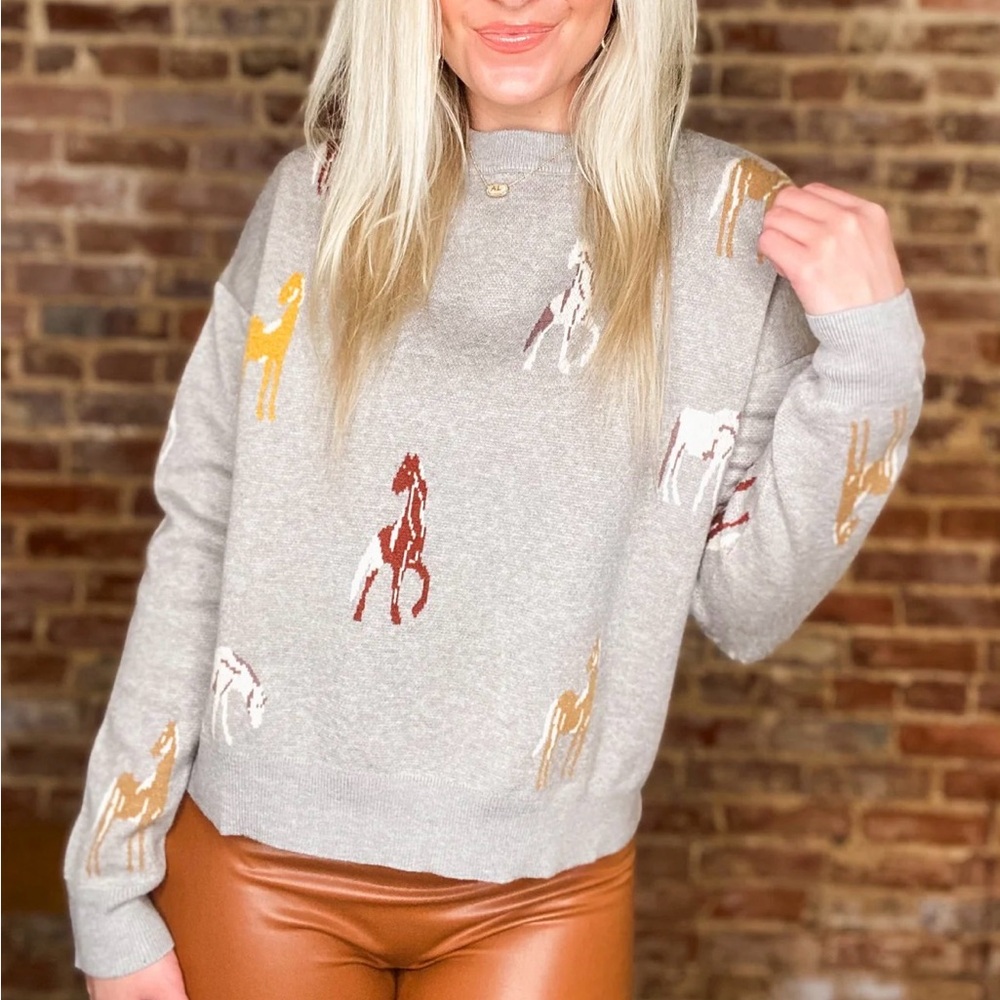 THML OCALA HORSE PATERN‎ KNIT SWEATER SIZE L